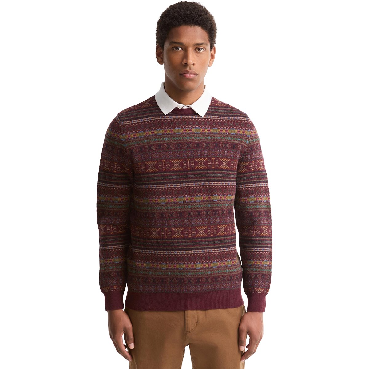 Image of Barbour Dalehead Fairisle Crew Sweater - Men's Wine, L