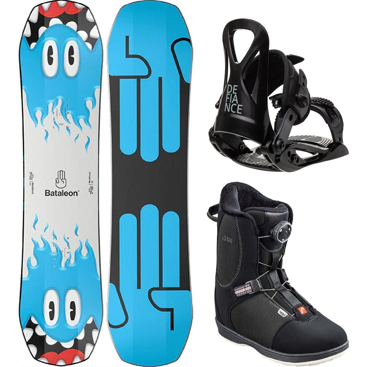Image of Bataleon Minishred Snowboard + T1 Binding + Head Jr BOA Boot - Kids' 85cm, 2.0/3.0