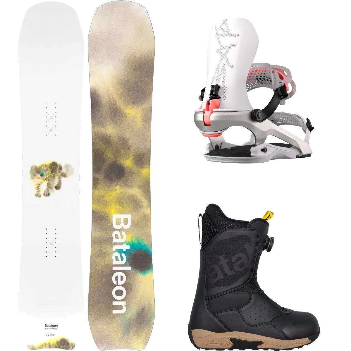 Image of Bataleon Whatever X RvM w/ Twist BOA + Blaster AW FASE Snowboard Pkg OneCol,Sky Gray,Black, 144cm,L/XL,10.5