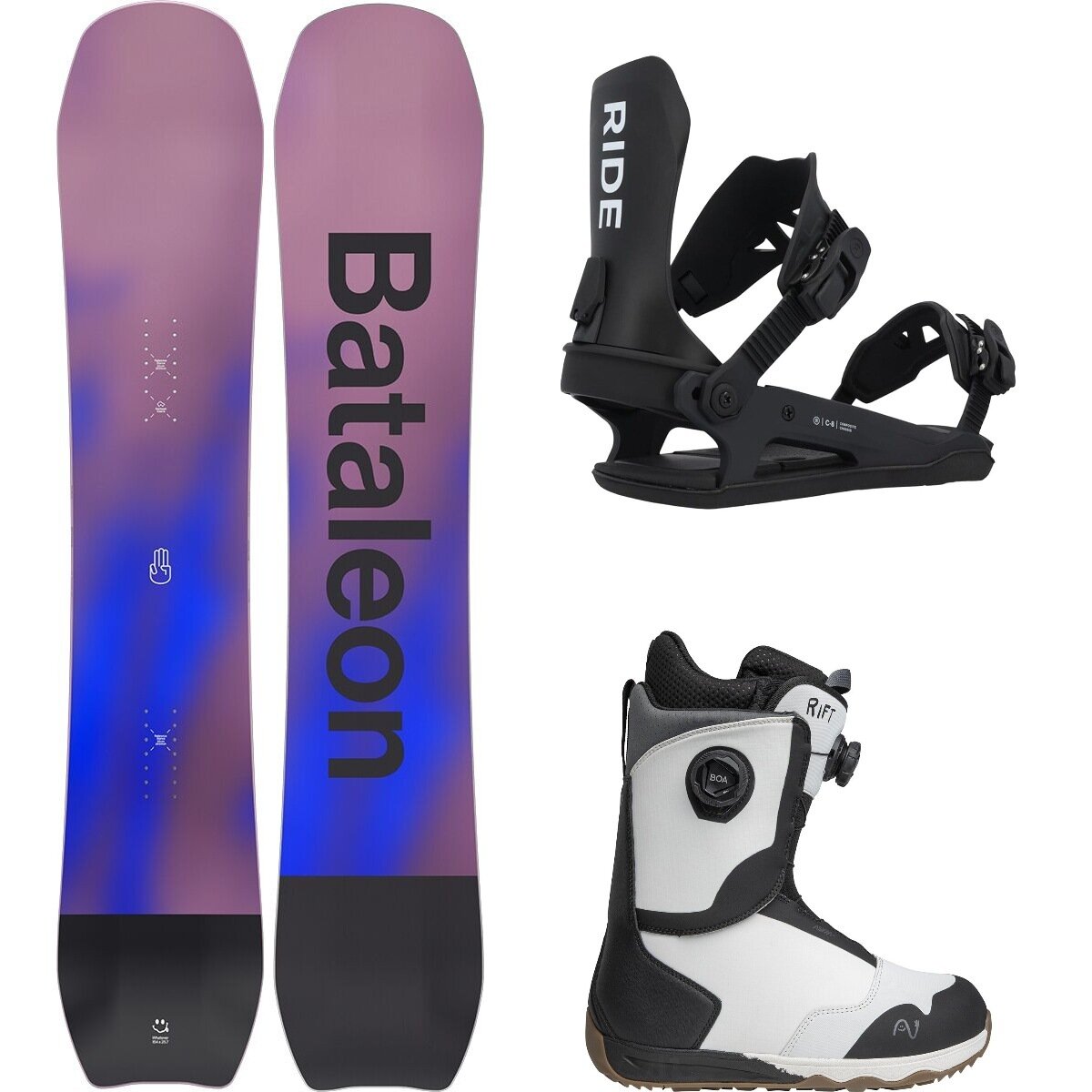 Image of Bataleon Whatever w/ Rift Boot + Ride C-8 Snowboard Package One Color,Black,Ned, 151cm,M,8