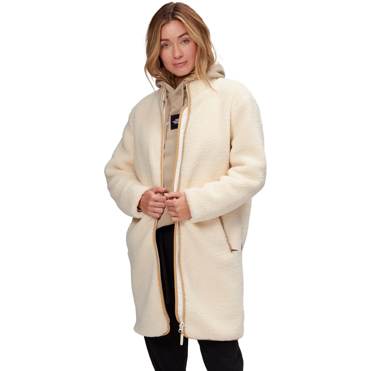 Womens long sherpa best sale jacket