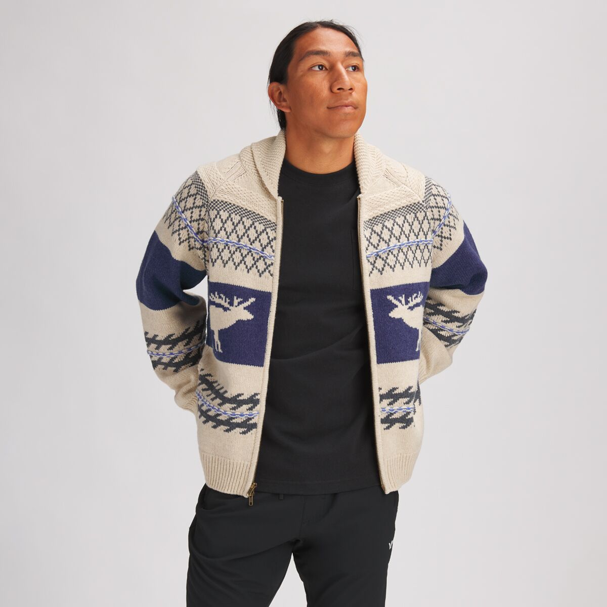 Backcountry Merino Wool/Organic Cotton Textured Cardigan Sweater - Men's