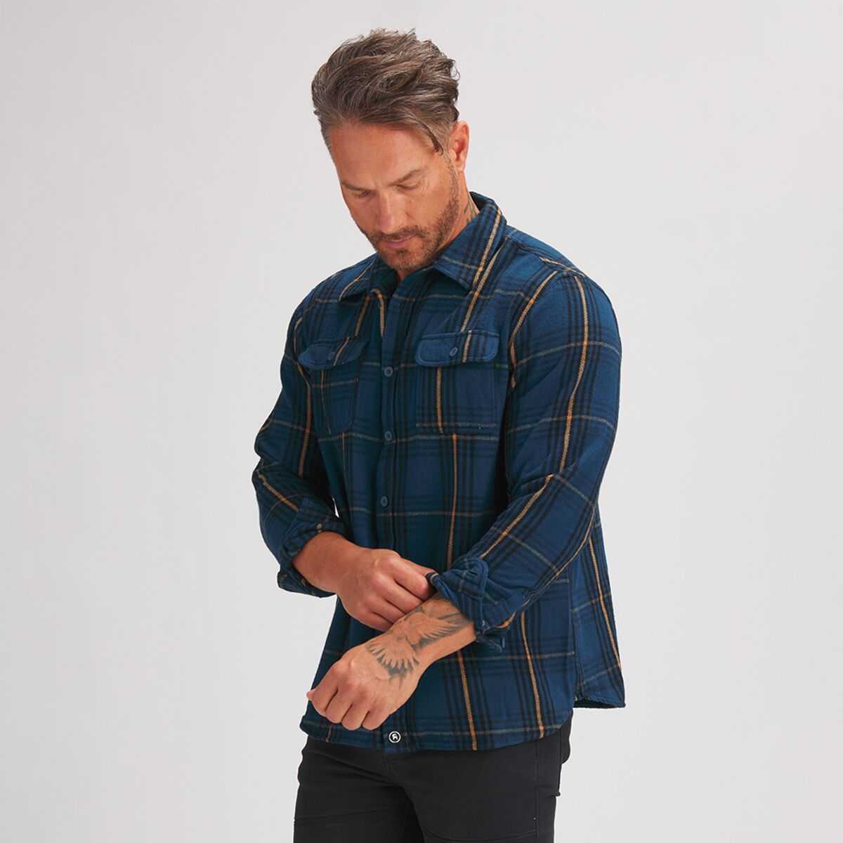 Backcountry Flannel Button Down Shirt - Men's Riptide/Black Plaid, XXL