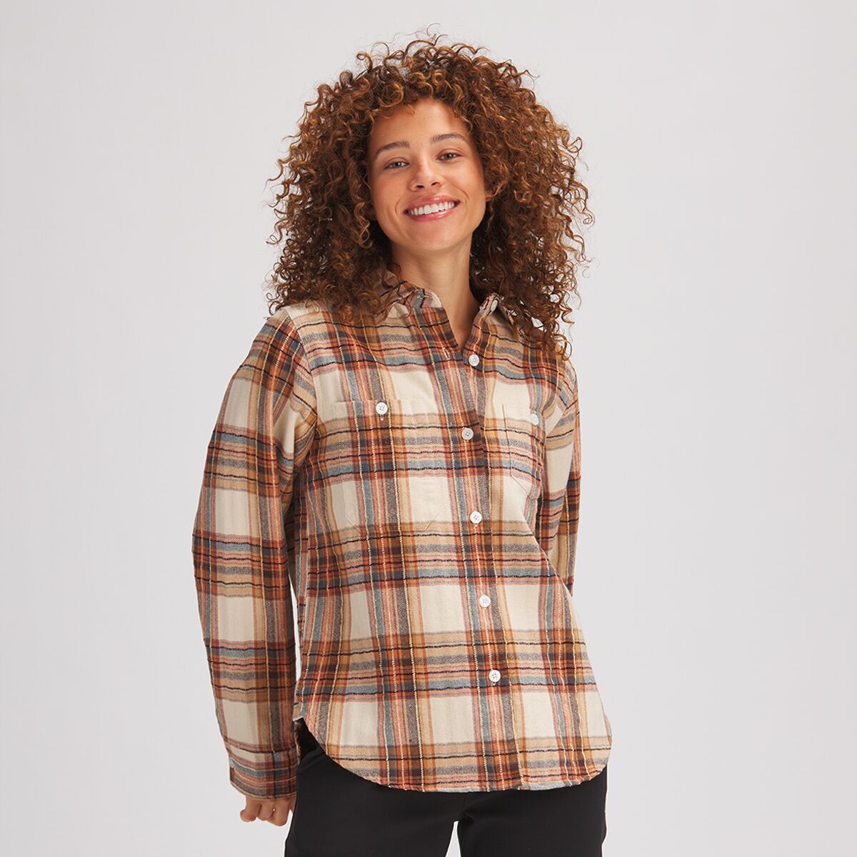 Women's Plaid Flannel Shirt Jacket - Orange Terracotta - Medium - The Vermont Country Store