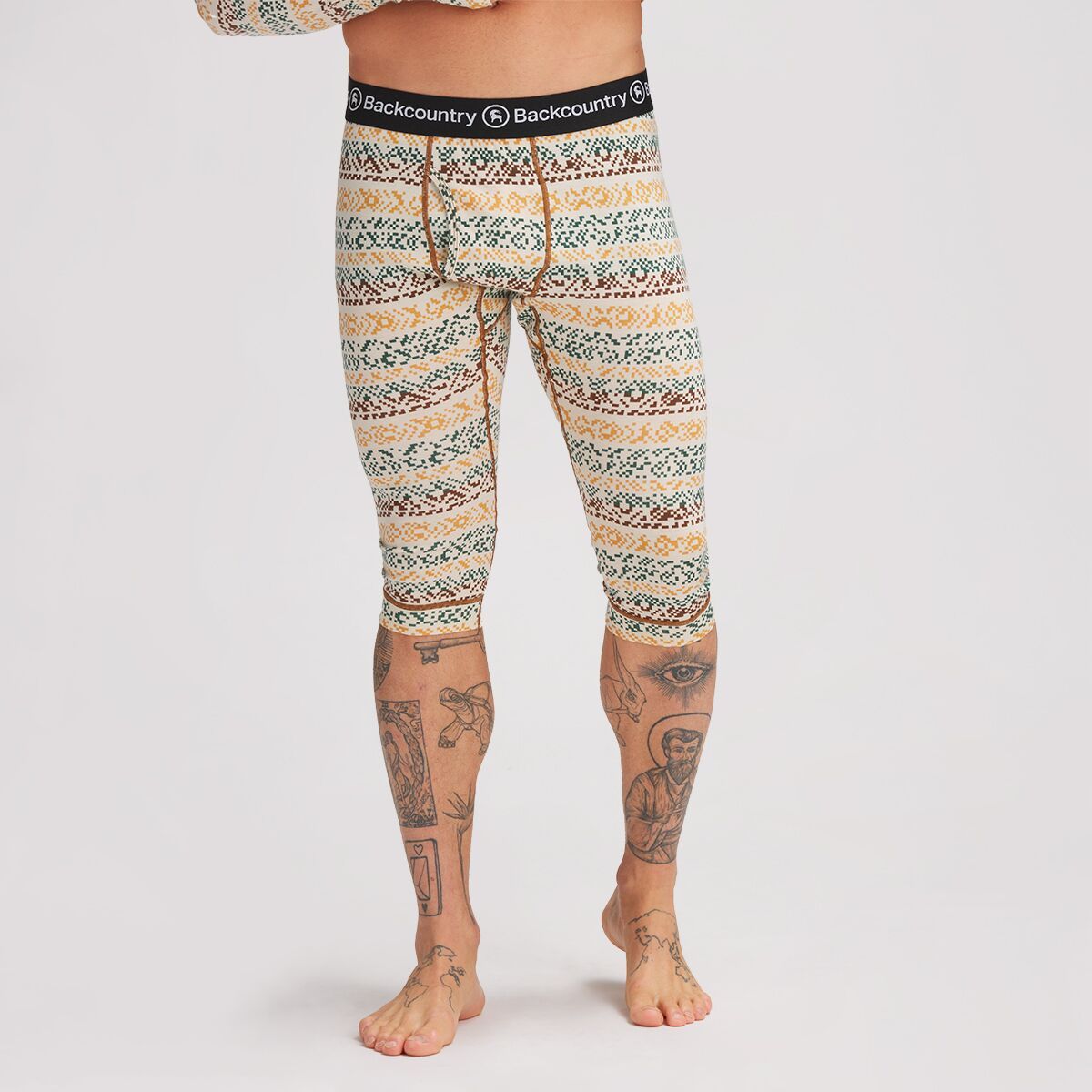 Backcountry Spruces Print Merino 3/4 Bottom - Men's Gray Jay Print, XXL