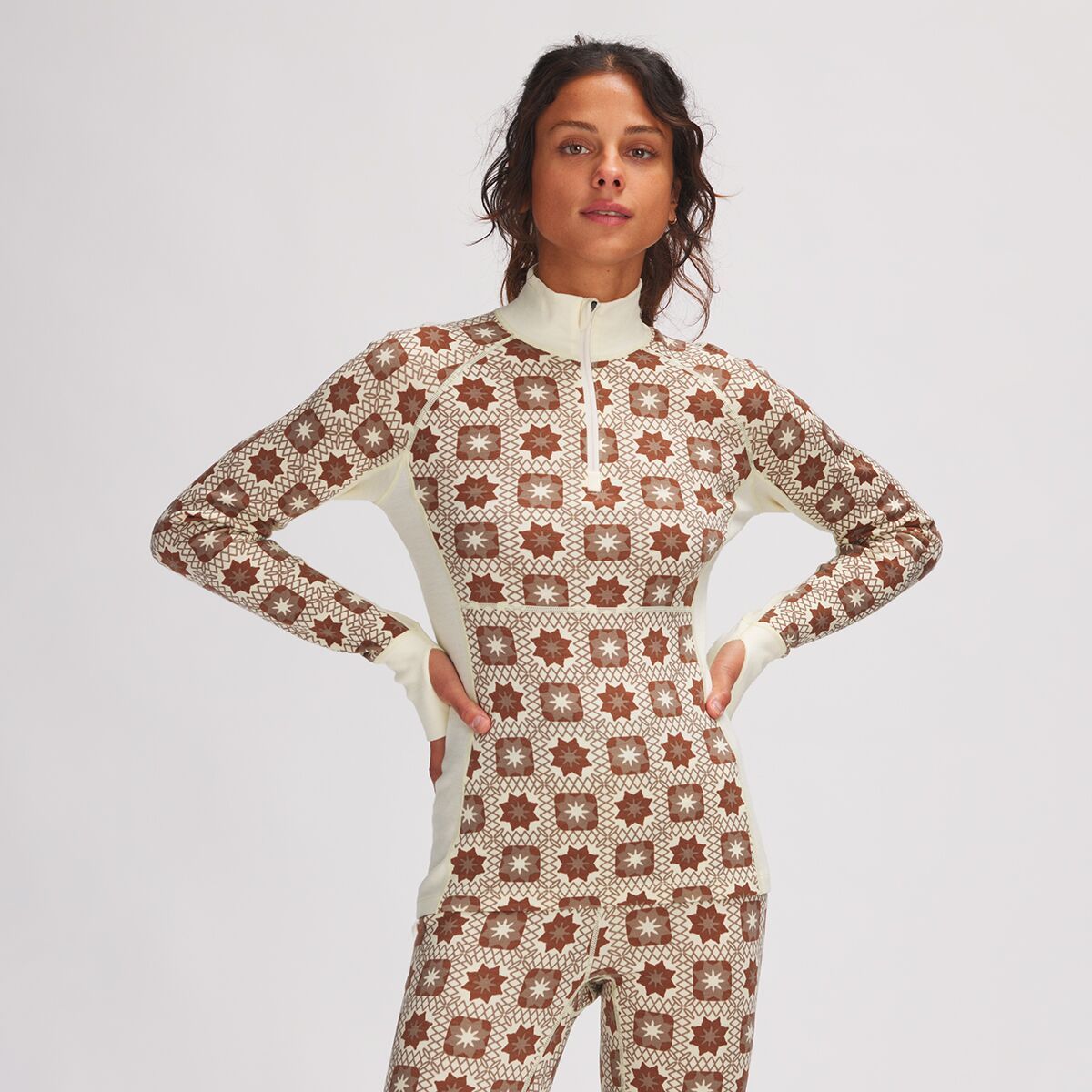 Backcountry Spruces Mid-Weight Merino 1/4-Zip Printed Top - Women's Cold Brew Print, S