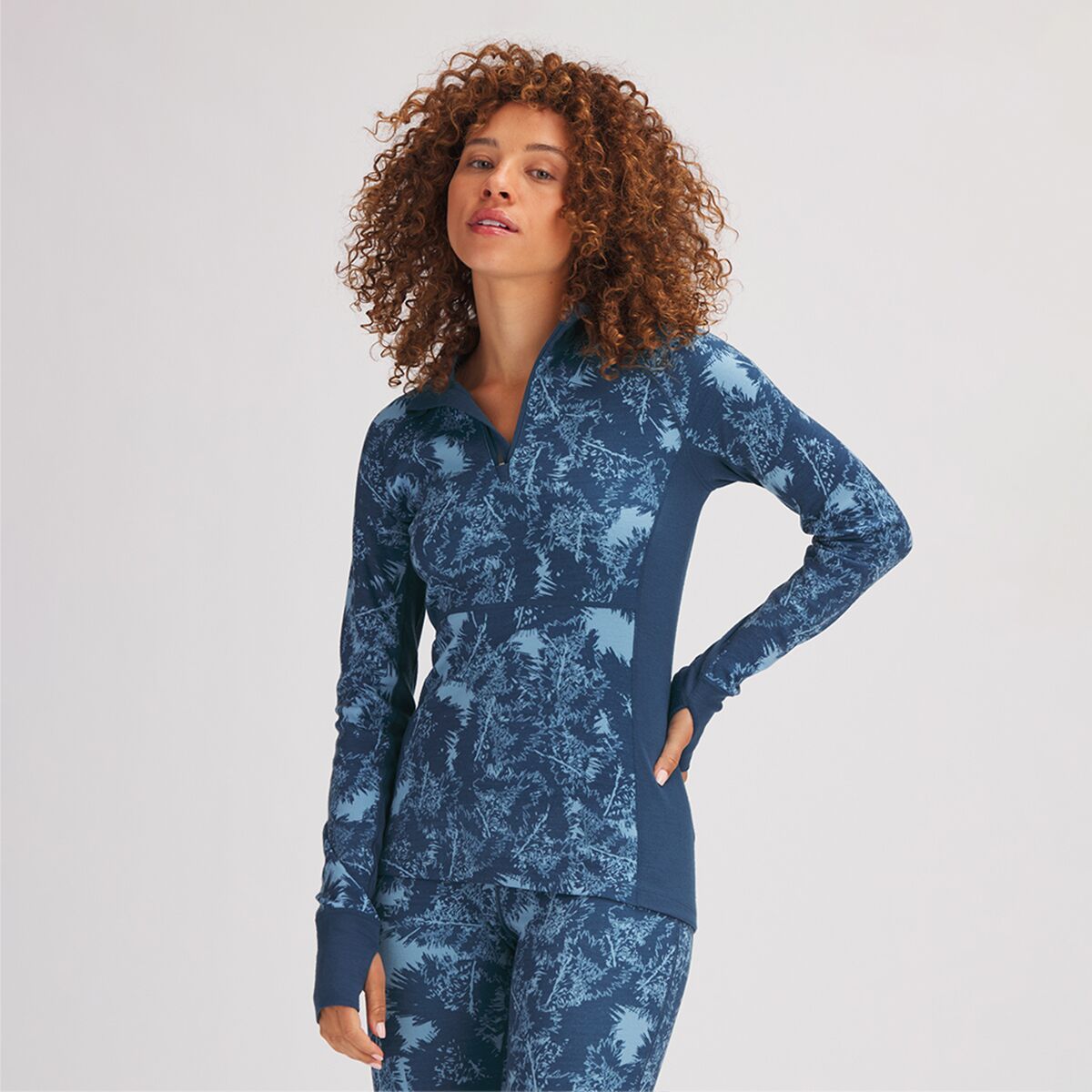 Backcountry Spruces Mid-Weight Merino 1/4-Zip Printed Top - Women's Riptide Print, XS