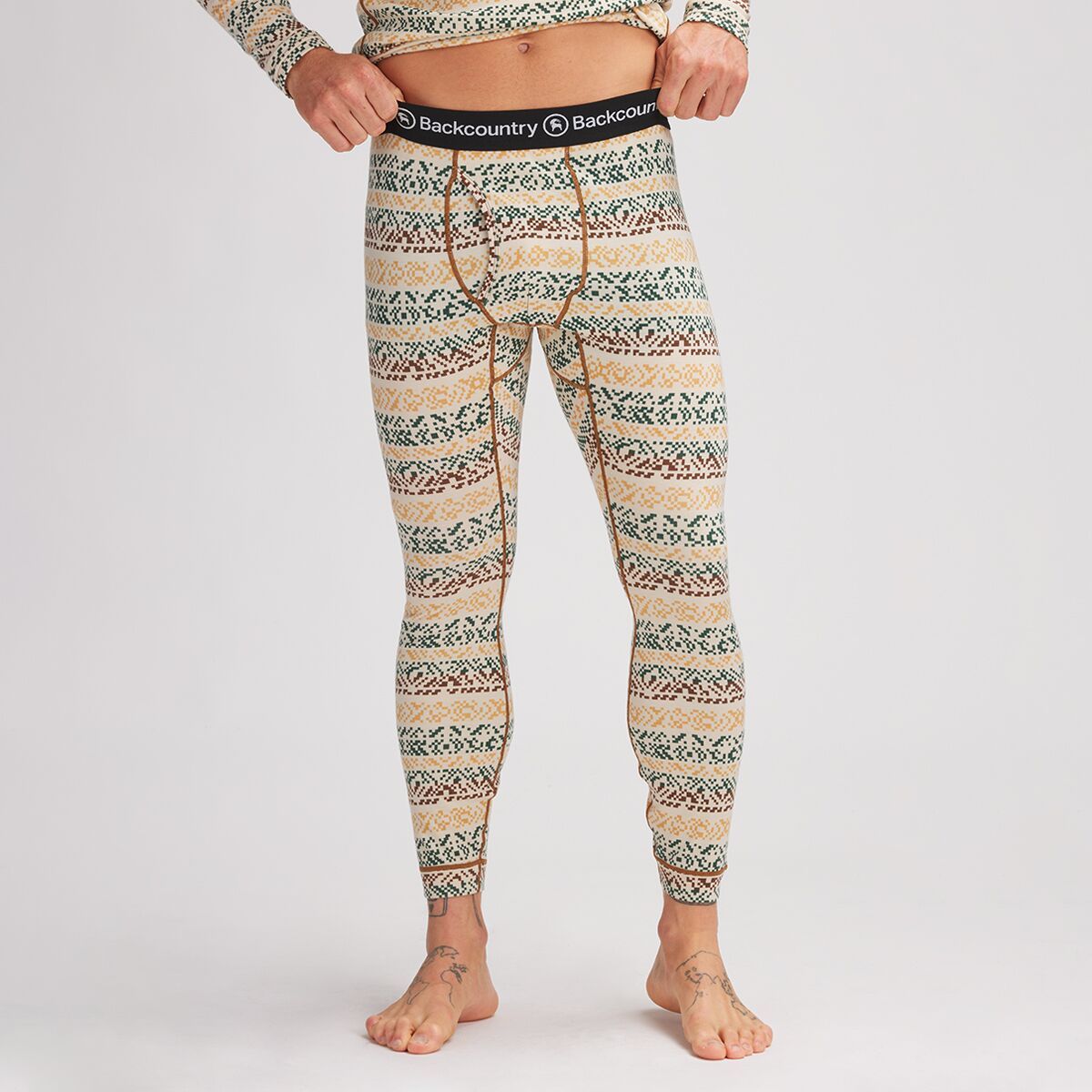 Backcountry Spruces Print Merino Baselayer Bottom - Men's Gray Jay Print, M