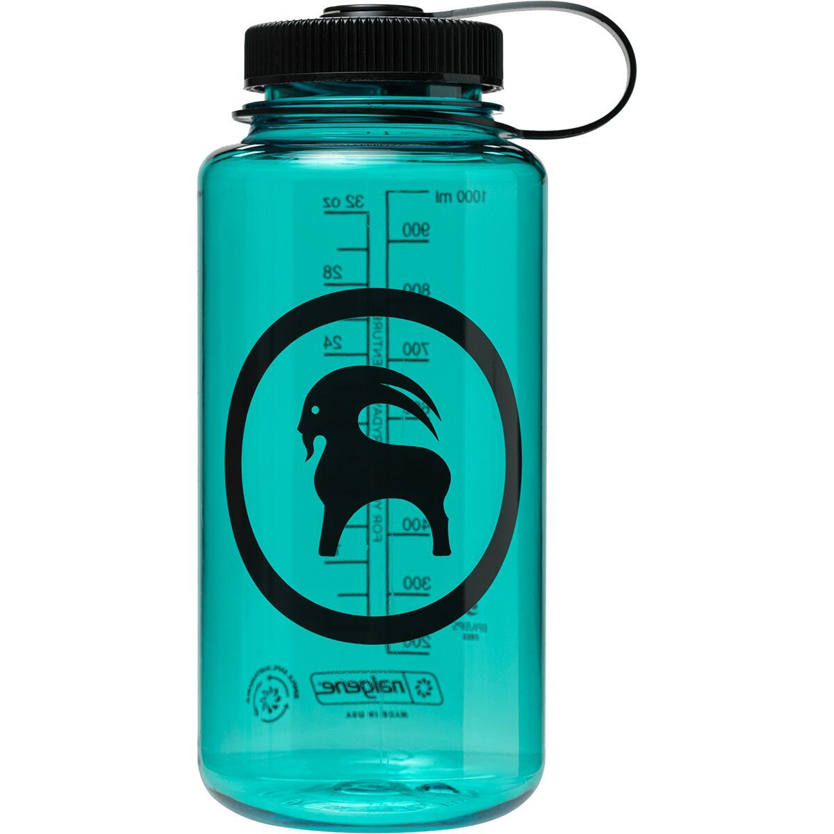 Backcountry x Nalgene Goat Logo 32oz Wide Mouth Sustain Bottle Cerulean/Black/Black, One Size