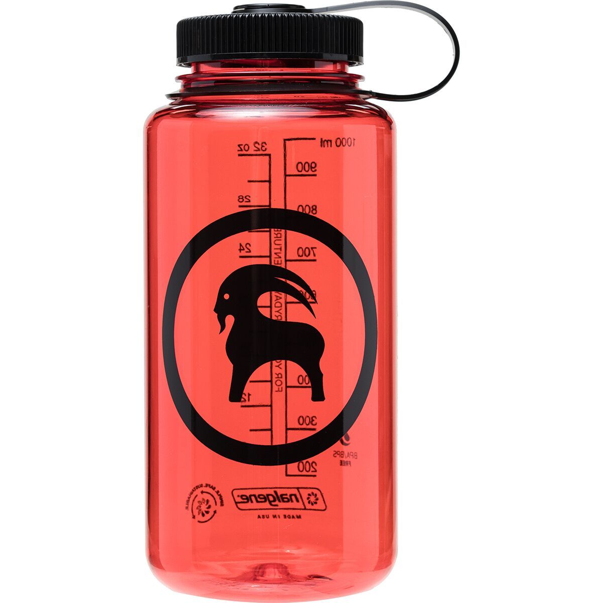 Backcountry x Nalgene Goat Logo 32oz Wide Mouth Sustain Bottle Coral/Black/Black, One Size