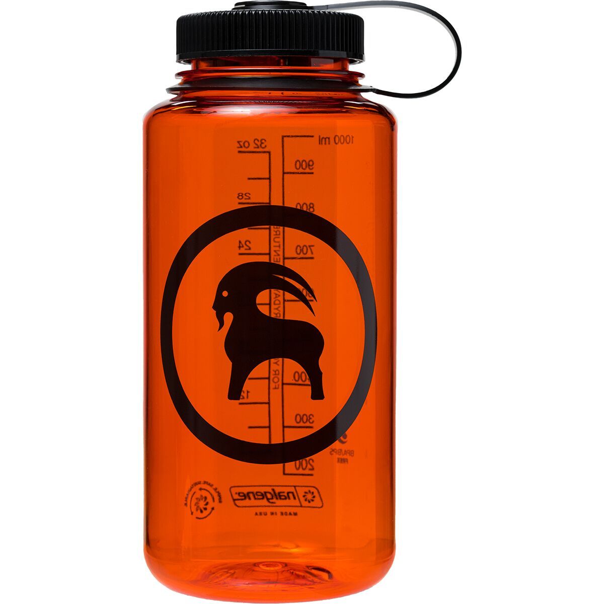 Backcountry x Nalgene Goat Logo 32oz Wide Mouth Sustain Bottle Orange/Black/Black, One Size