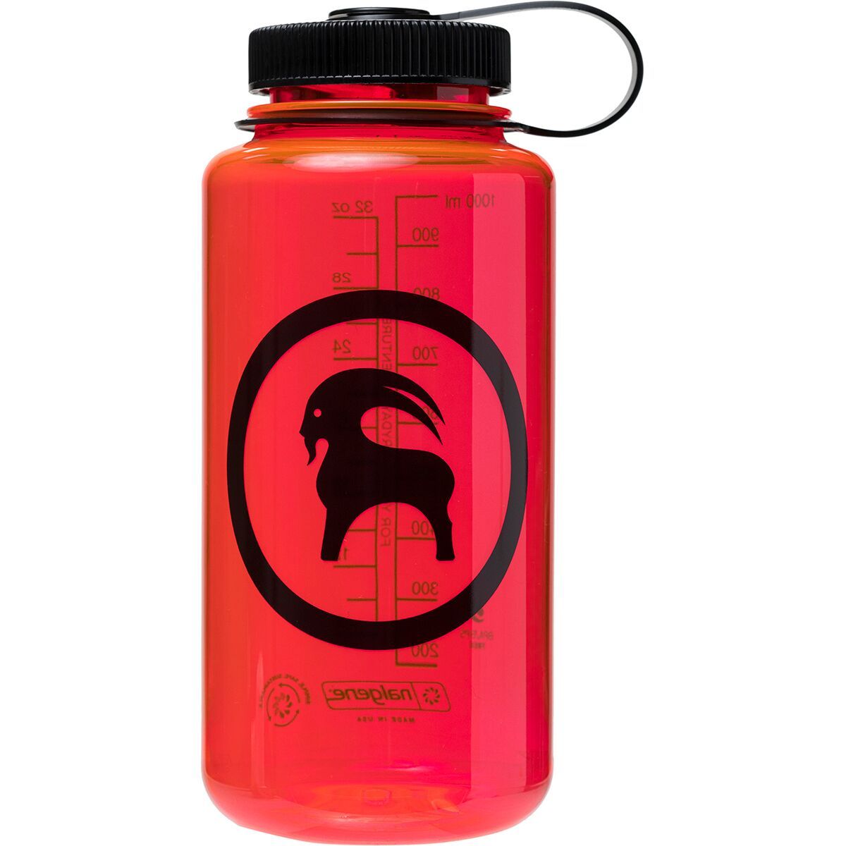 Backcountry x Nalgene Goat Logo 32oz Wide Mouth Sustain Bottle Pomegranate/Black/Black, One Size