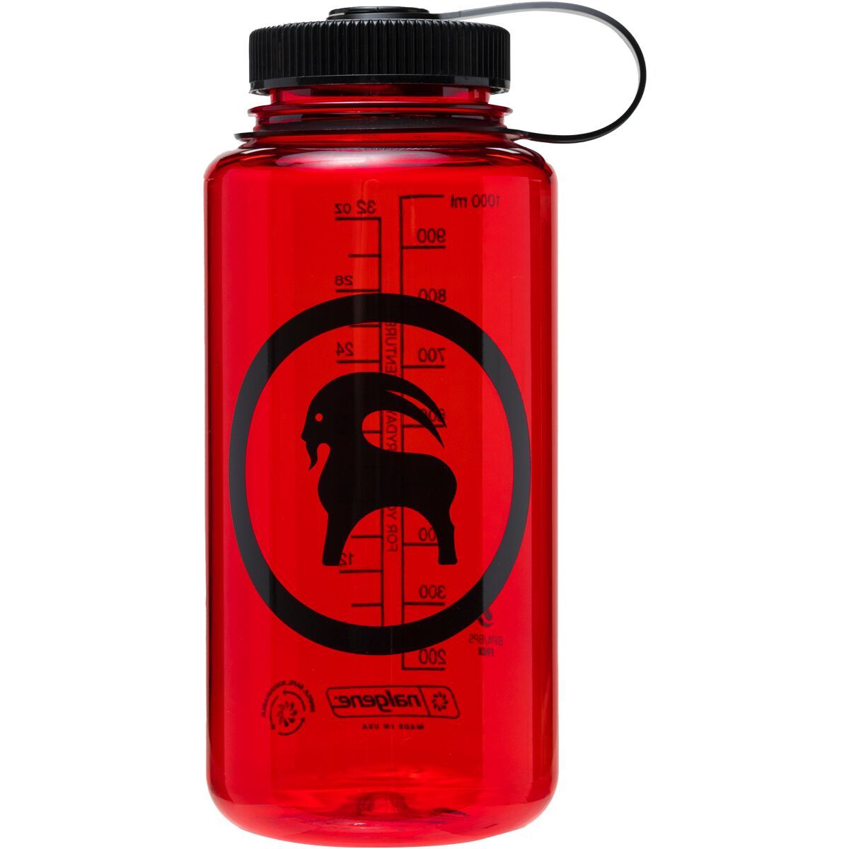 Backcountry Backcountry x Nalgene Goat Logo 32oz Wide Mouth Sustain Bottle Ruby Red/Black/Black, One Size