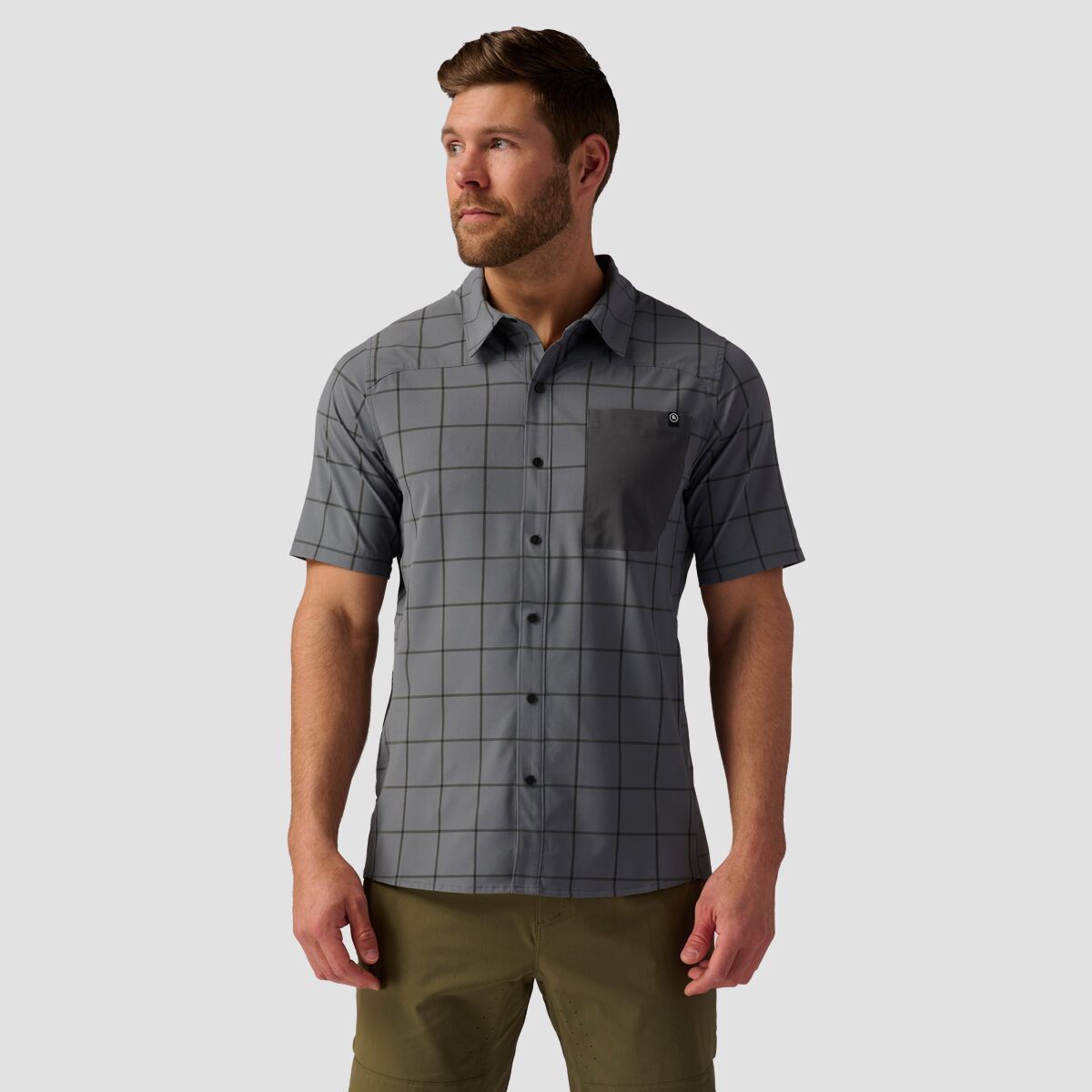 Backcountry Button-Up MTB Jersey - Men's Turbulence Plaid, M
