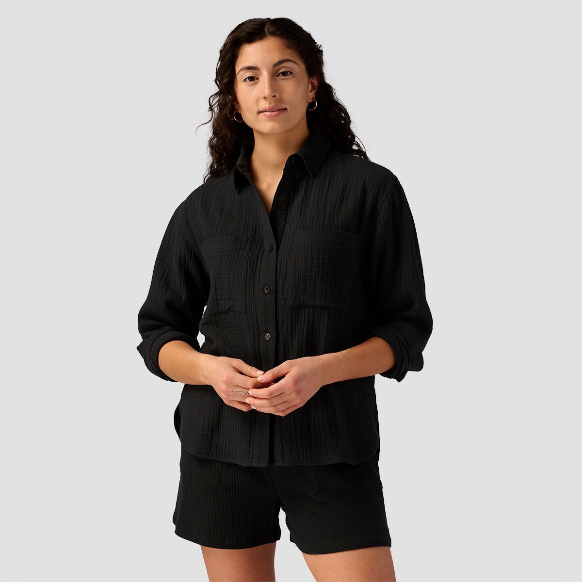 Backcountry Cotton Gauze Long-Sleeve Button-Down - Women's Black, XS
