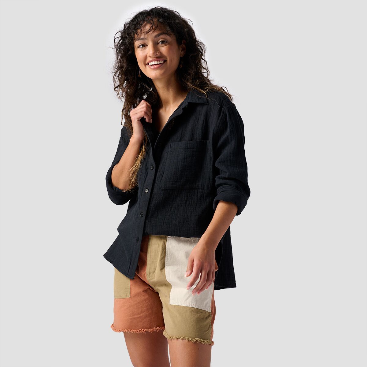 Backcountry Cotton Gauze Long-Sleeve Button-Down - Women's Meteorite, XL