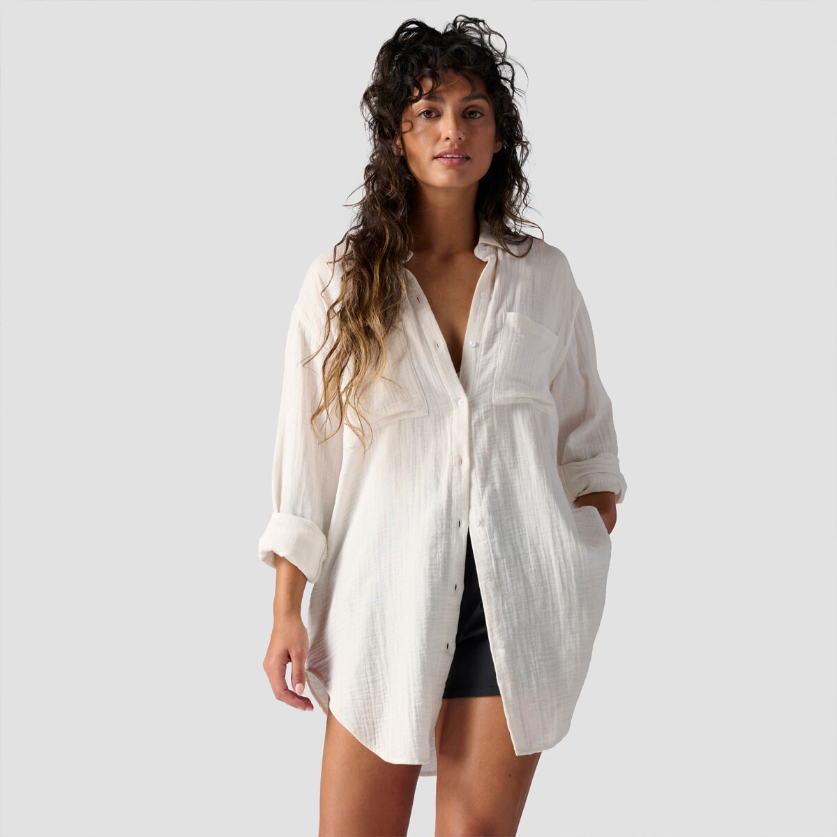 Backcountry Long Cotton Gauze Long-Sleeve Button-Down - Women's Egret, M