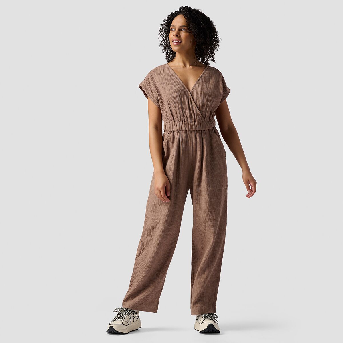 Backcountry Backcountry Sleeveless Cotton Gauze Jumpsuit - Women's Fossil, S
