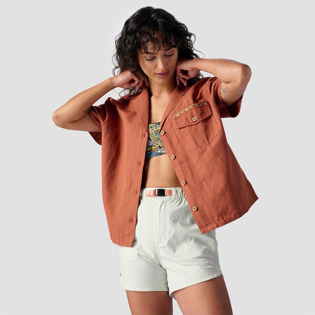 Backcountry Textured Cotton Short-Sleeve Button Up - Women's Coconut Shell, XL