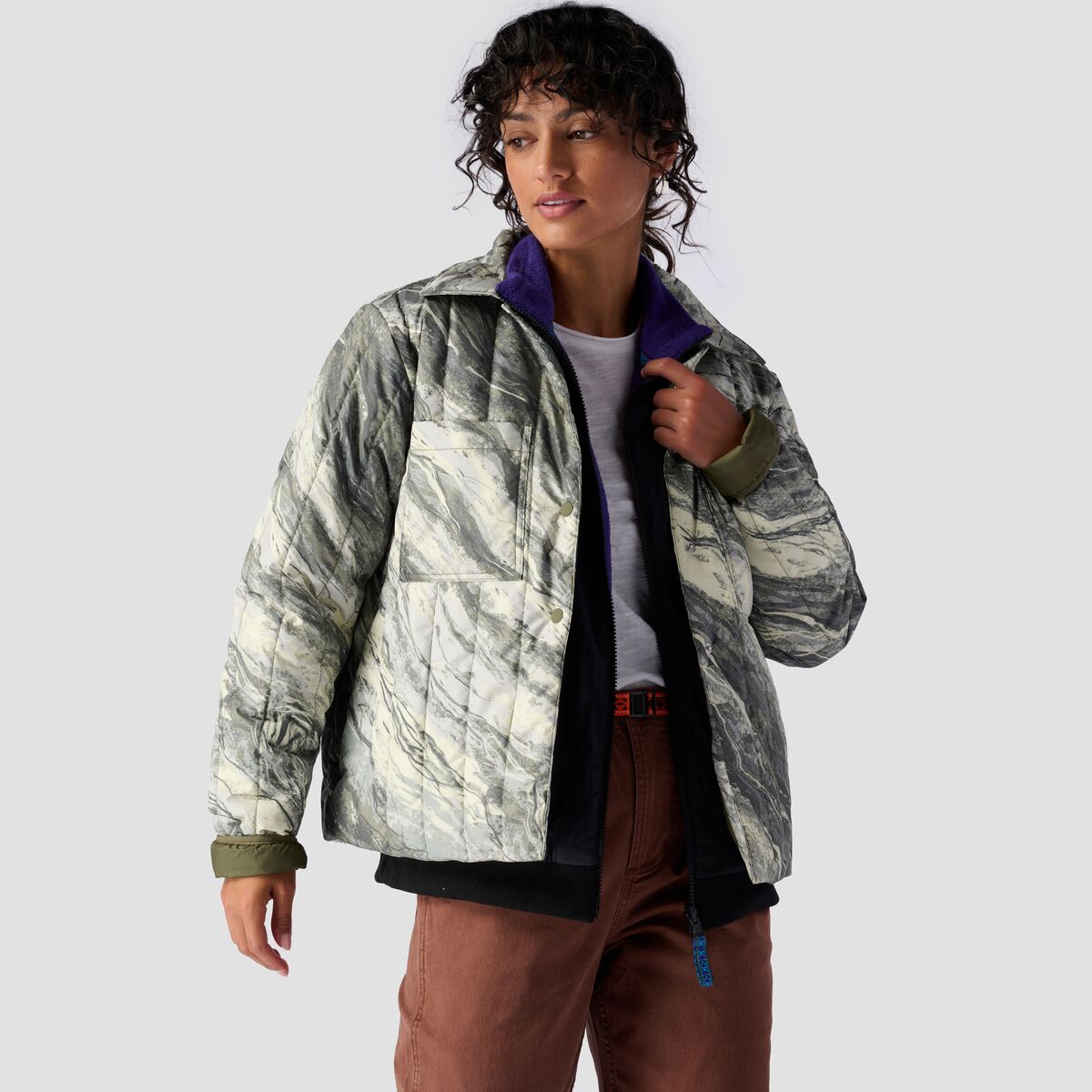 Backcountry Backcountry Oakbury Print Synthetic Quilted Shirt Jacket  - Women's Desert Stone Green Print, L