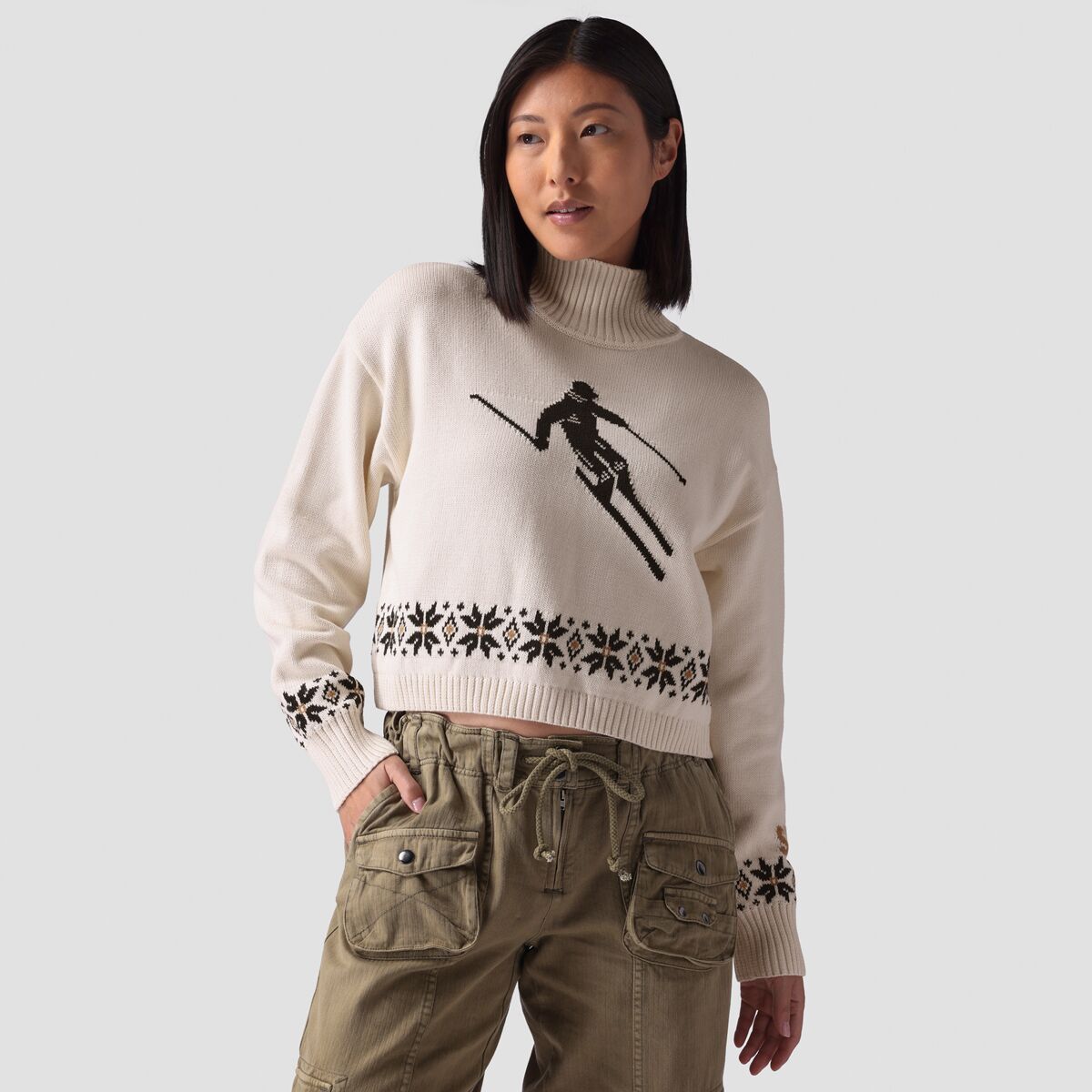 Backcountry Intarsia Ski Jumper Sweater - Women's Egret, XL