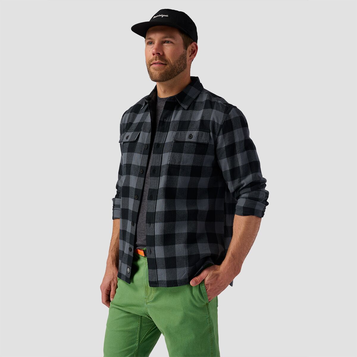 Backcountry Cotton Flannel Button-up - Men's Turbulence/Black Plaid, S