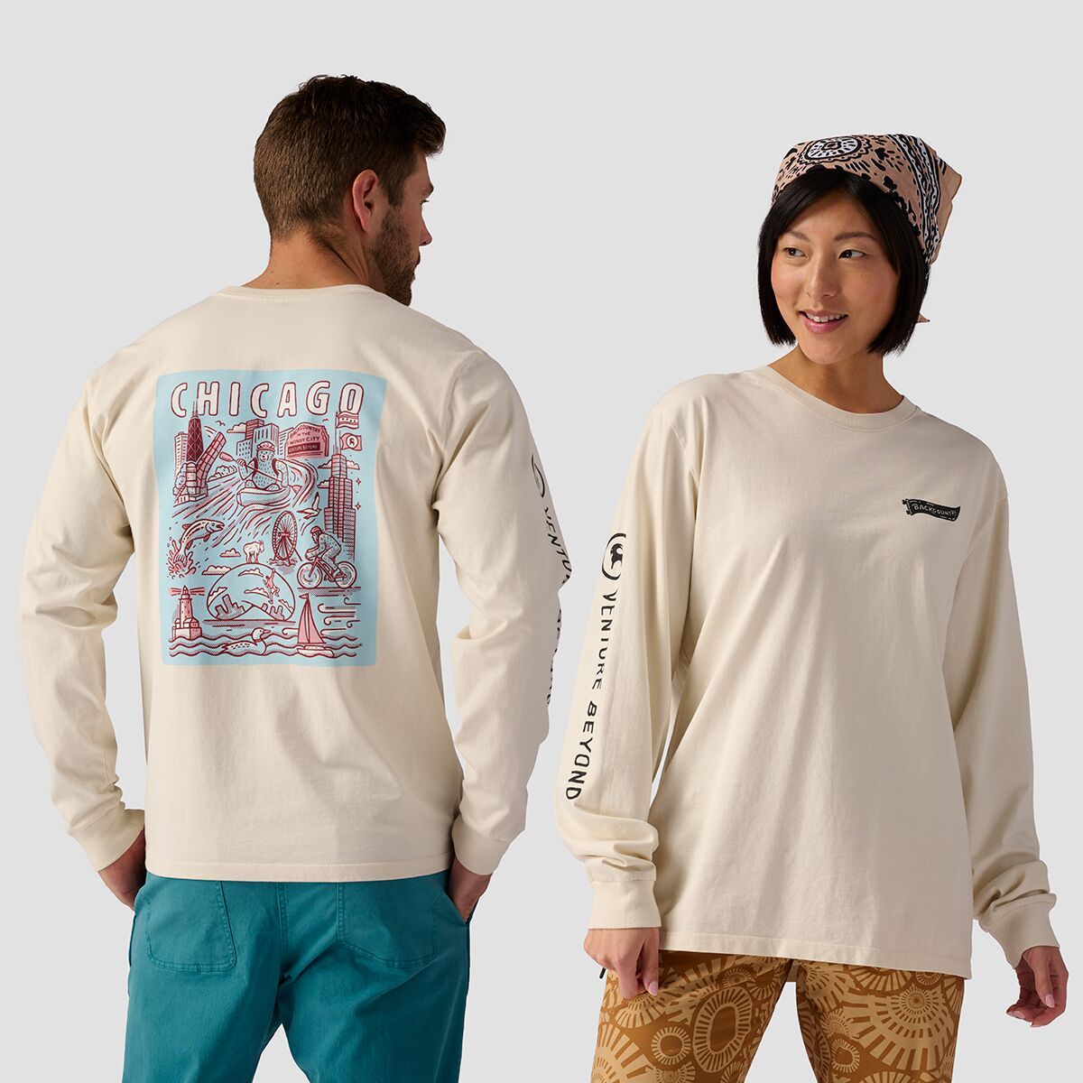 Backcountry Chicago Long-Sleeve Crew T-Shirt Vintage White, M