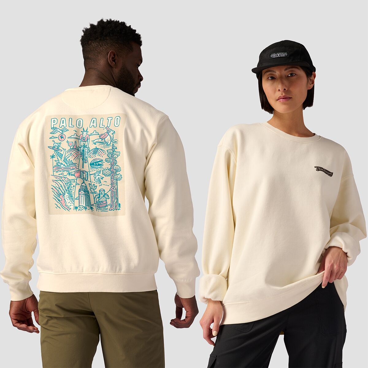 Backcountry Backcountry Palo Alto Poster Crew Sweatshirt Vintage White, L