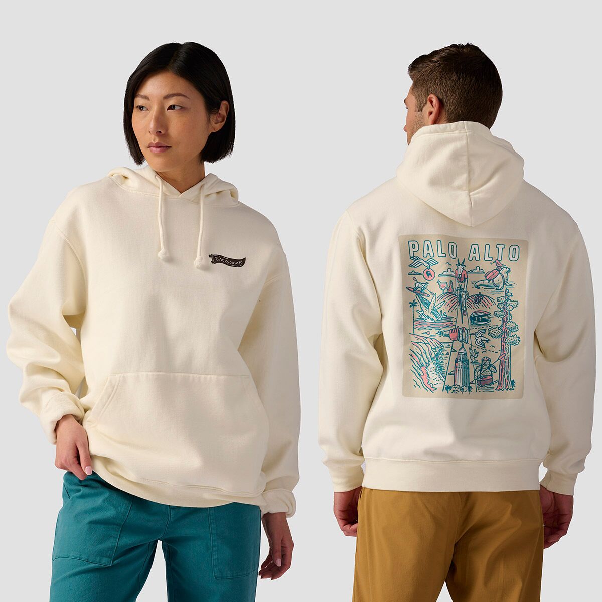 Backcountry Backcountry Palo Alto Poster Hoodie Vintage White, XL