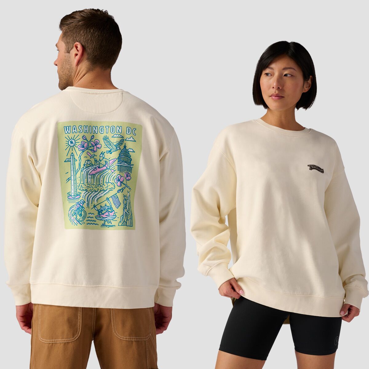 Backcountry Backcountry Washington DC Poster Crew Sweatshirt Vintage White, L