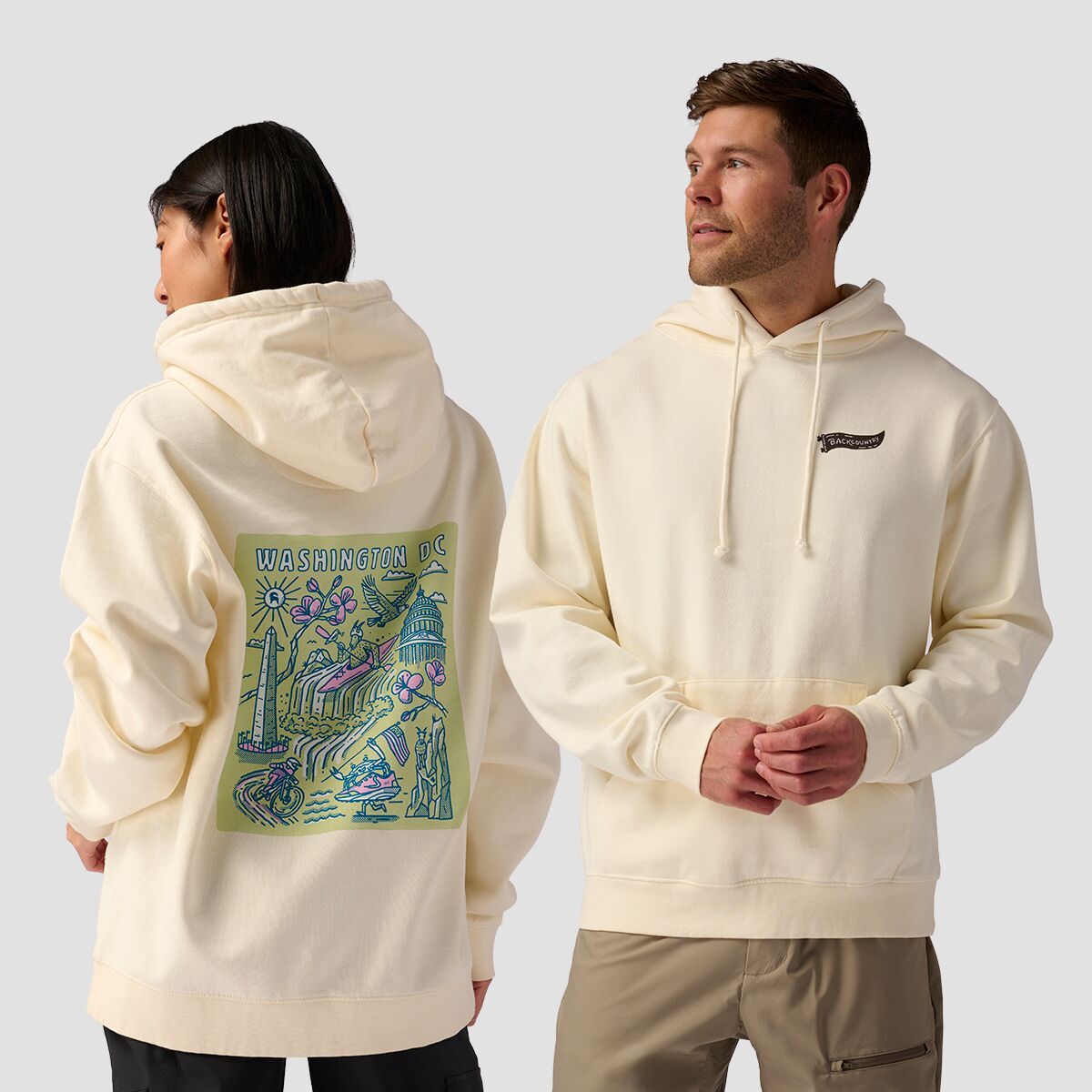 Backcountry Washington DC Poster Hoodie Vintage White, L