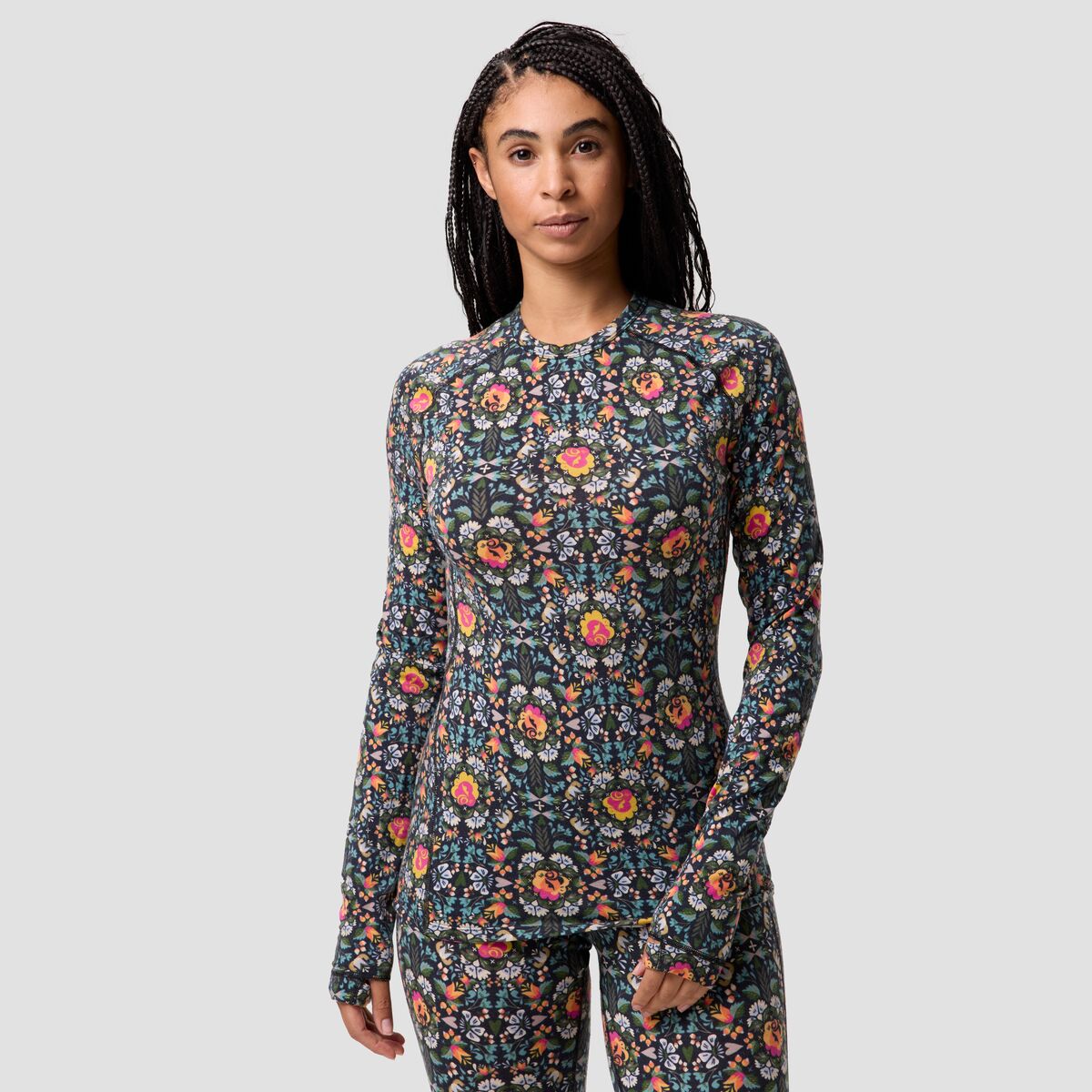 Backcountry Backcountry Cedars RWS Merino Lt-Wt Baselayer Crew Top - Women's Tyrol Floral Print, M