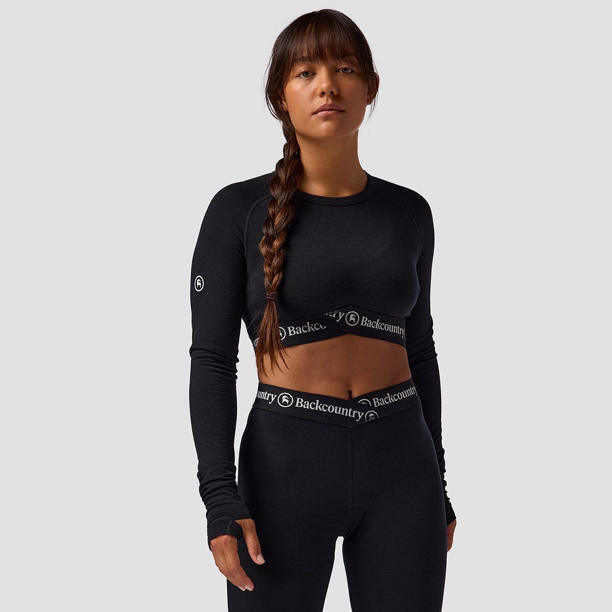 Backcountry Backcountry Cedars RWS Merino Lt-Wt Baselayer Cropped Crew Top - Women's Black, L