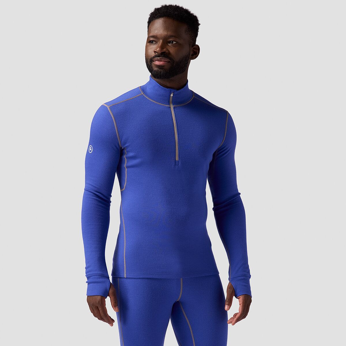 Backcountry Cedars RWS Merino Mid-Wt Baselayer 1/4-Zip Top - Men's Kalamata Geo Collage Print, M