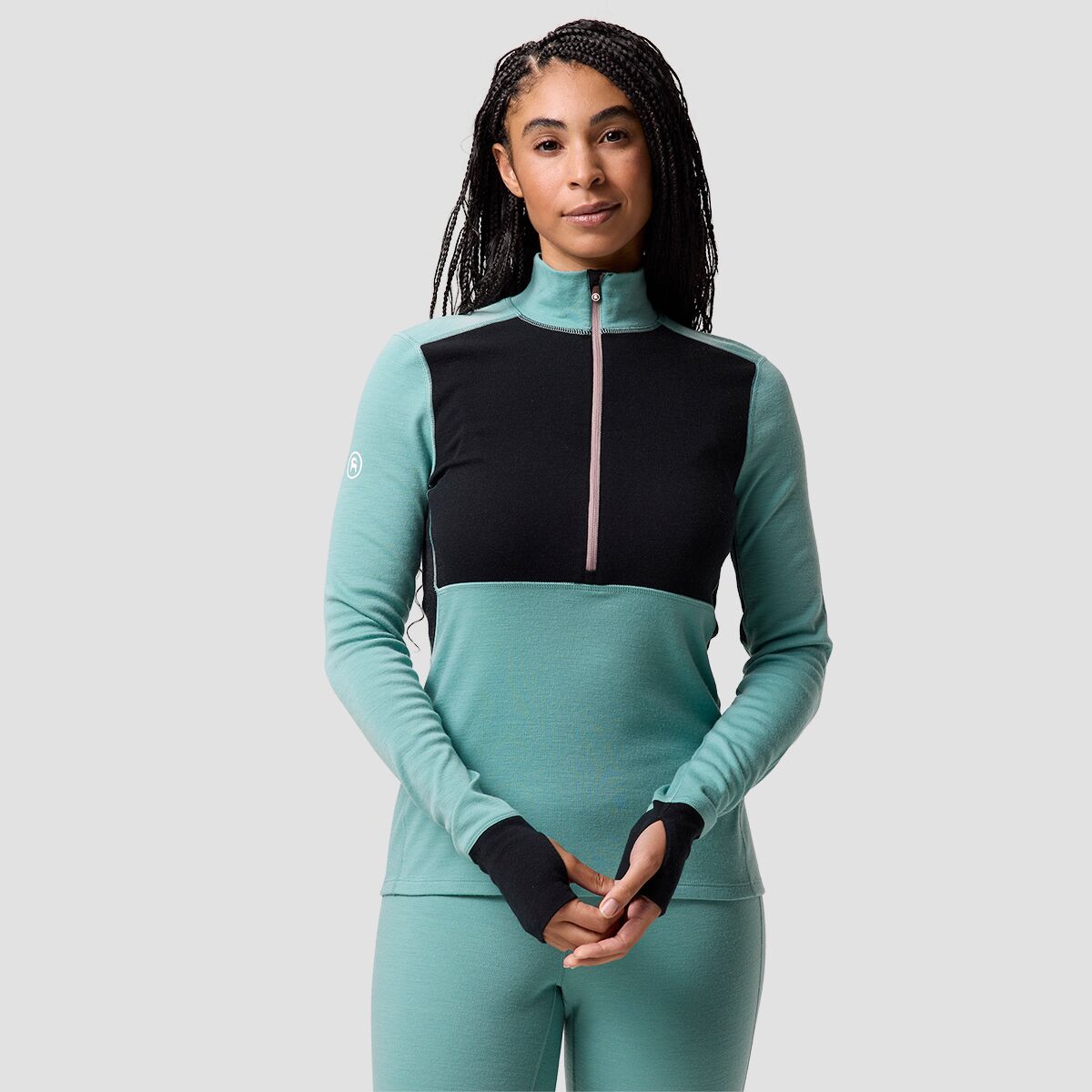 Backcountry Backcountry Cedars RWS Merino Mid-Wt Baselayer 1/4-Zip Top - Women's Oil Blue/Black, XS