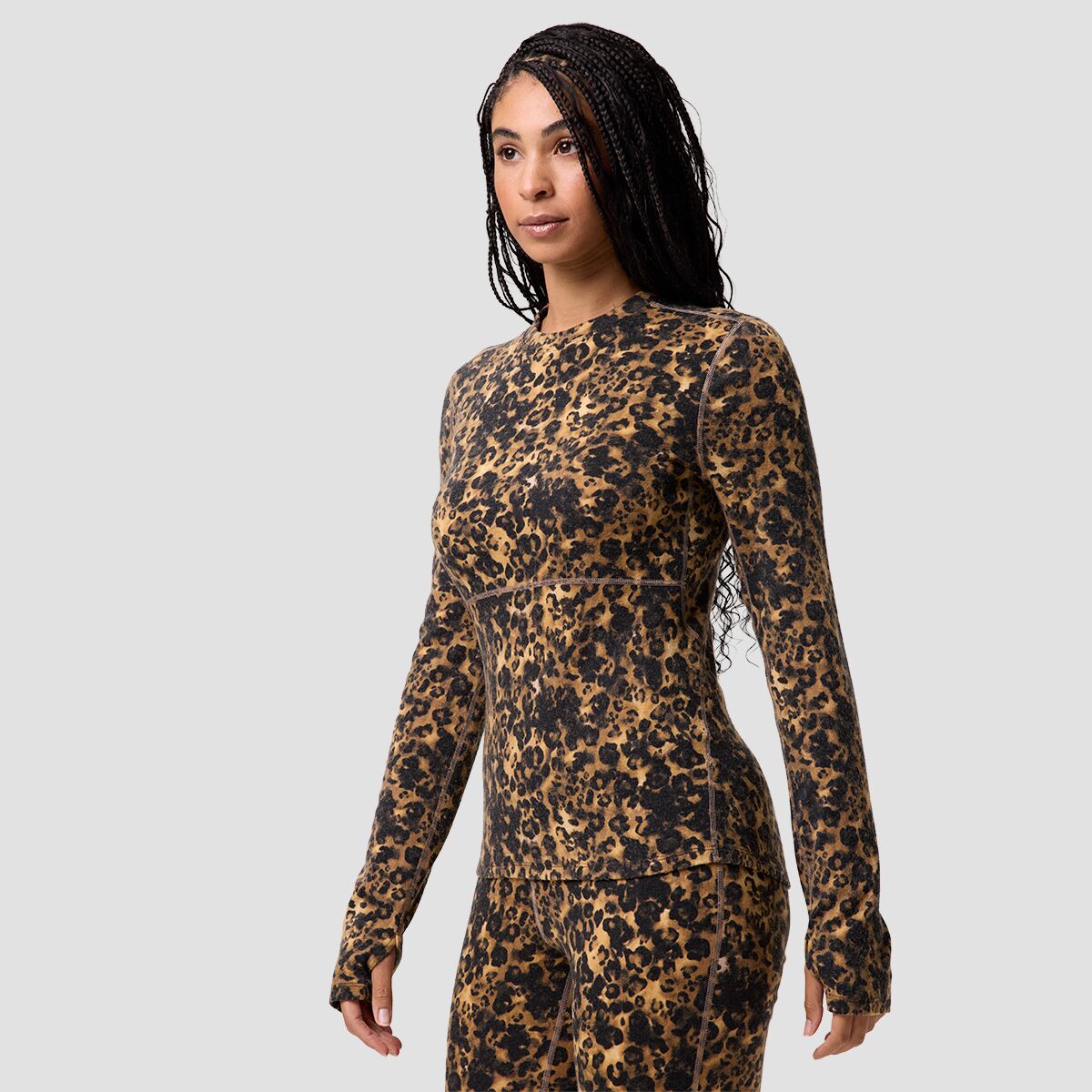 Backcountry Backcountry Cedars RWS Merino Mid-Wt Baselayer Crew Top - Women's Leoportoise Print, XS