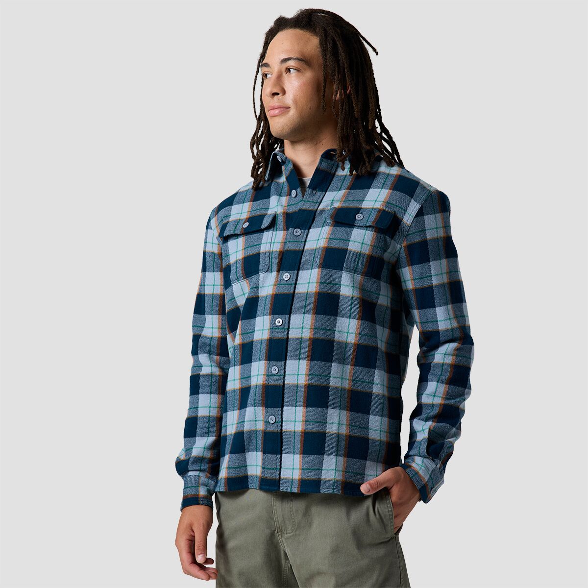 Backcountry Backcountry Venture Midweight Flannel Shirt - Men's Midnight Blue Drifter Plaid, M