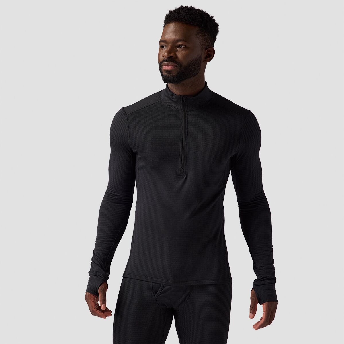 Backcountry Backcountry Pines Microgrid Ultra-Lt Baselayer 1/4-Zip Top - Men's Black, L
