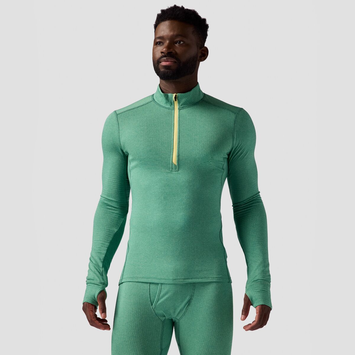 Backcountry Backcountry Pines Microgrid Ultra-Lt Baselayer 1/4-Zip Top - Men's Gearhead Green, M