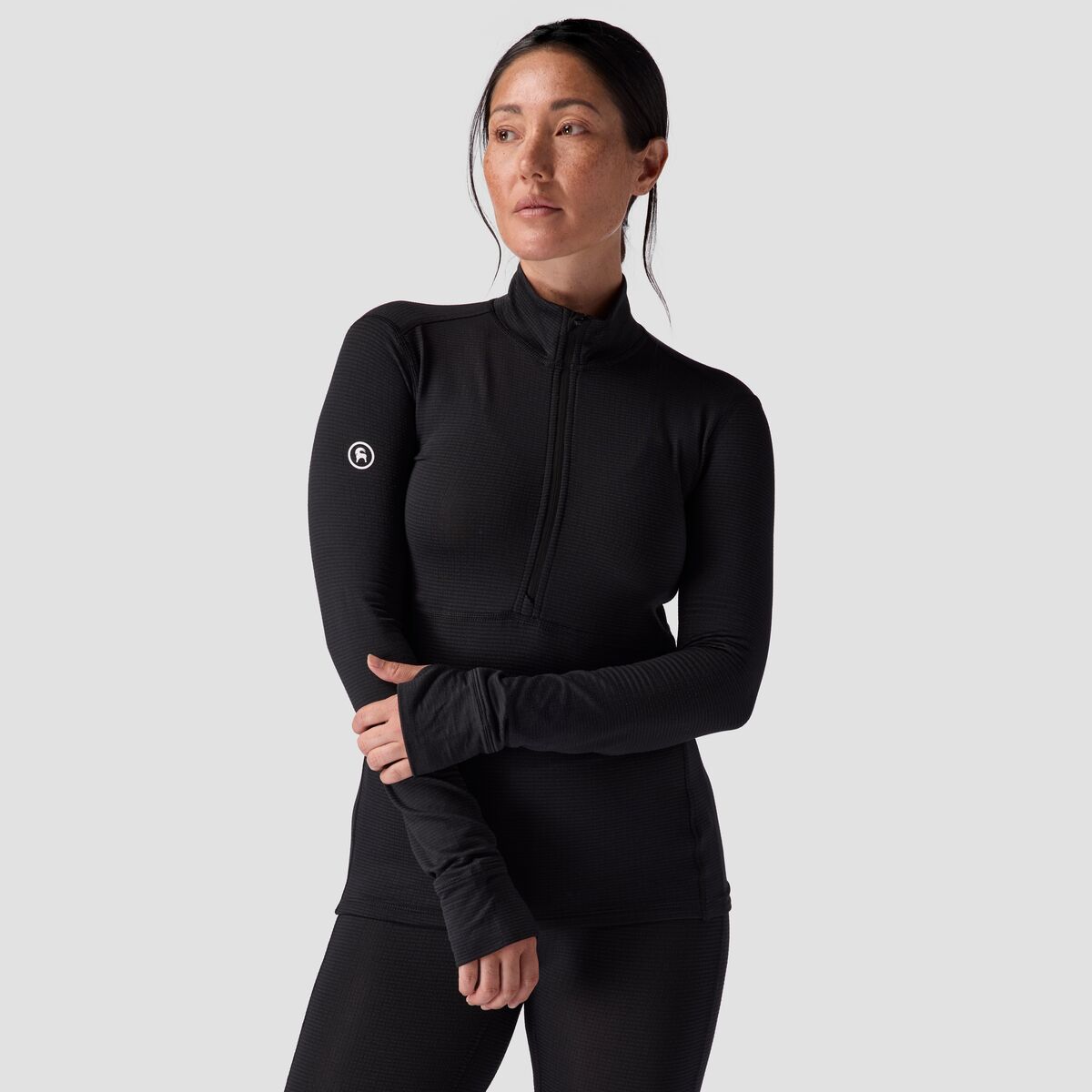 Backcountry Backcountry Pines Microgrid Ultra-Lt Baselayer 1/4-Zip Top - Women's Black, L