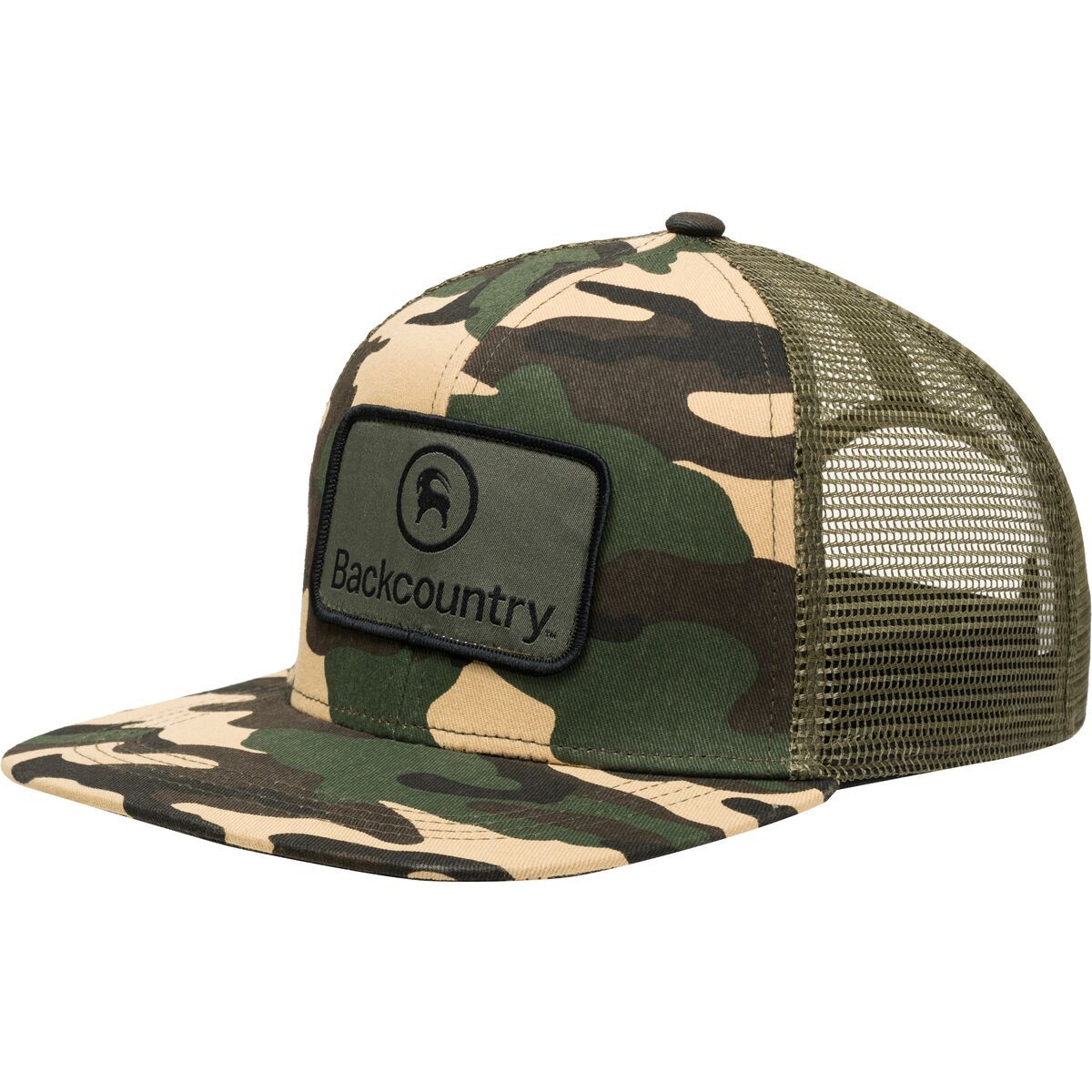 Backcountry Throwback Flat Brim Patch Snapback Hat Camo, One Size