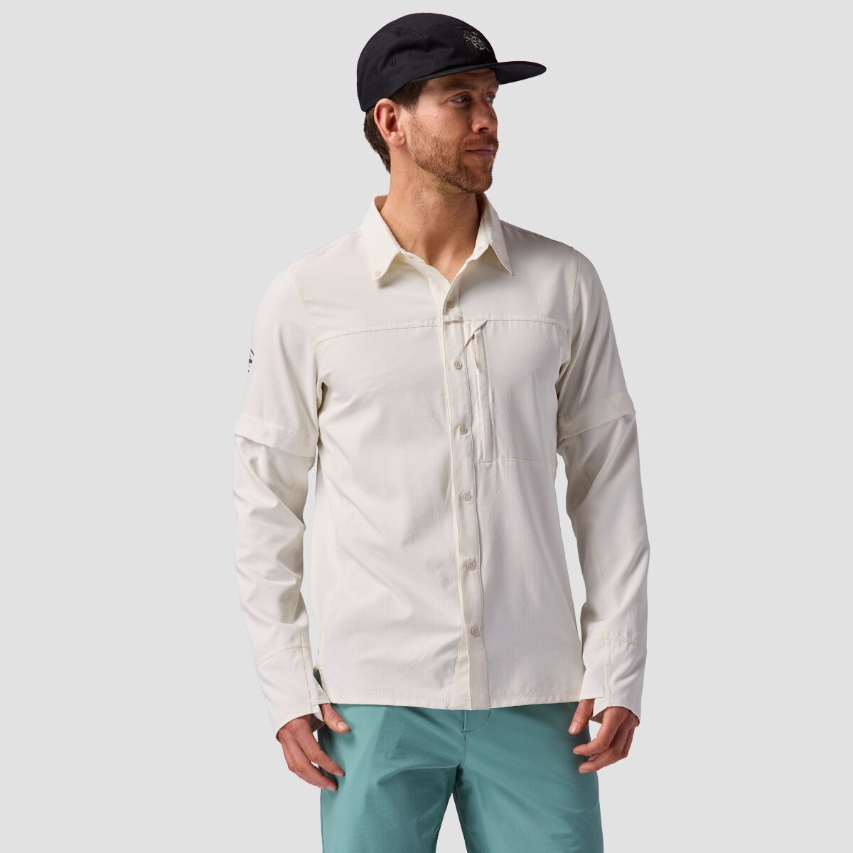 Backcountry Backcountry Tahoe Woven Convertible Snap-Up Shirt - Men's Egret, XL