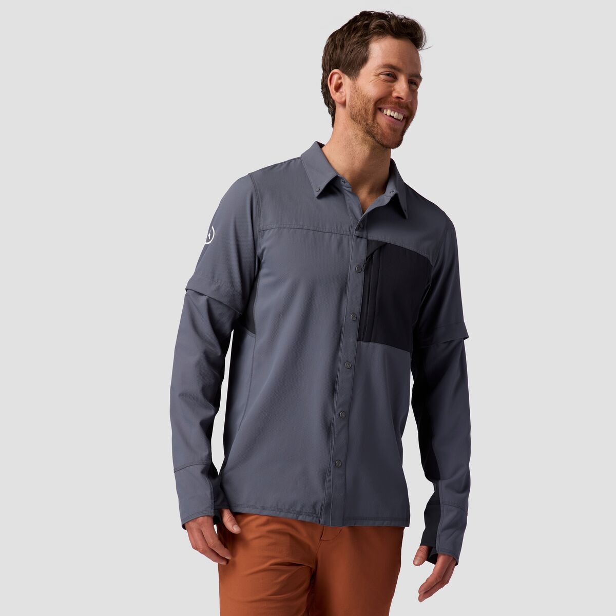 Backcountry Backcountry Tahoe Woven Convertible Snap-Up Shirt - Men's Turbulence/Black, XXL