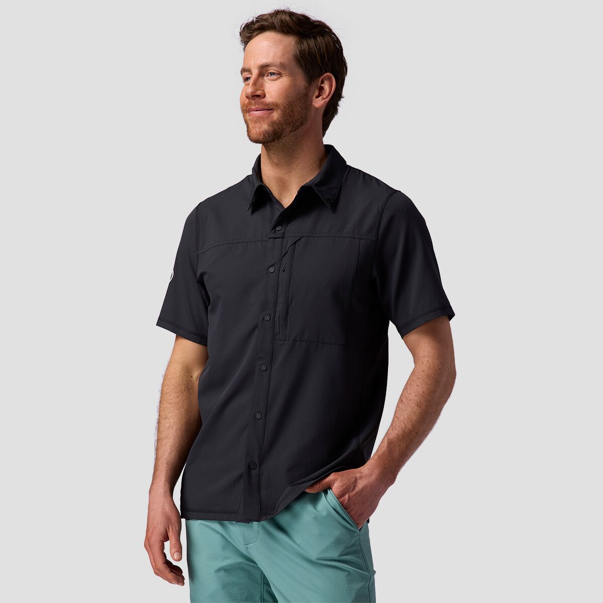 Backcountry Backcountry Tahoe Woven Short-Sleeve Snap-Up Shirt - Men's Black, M