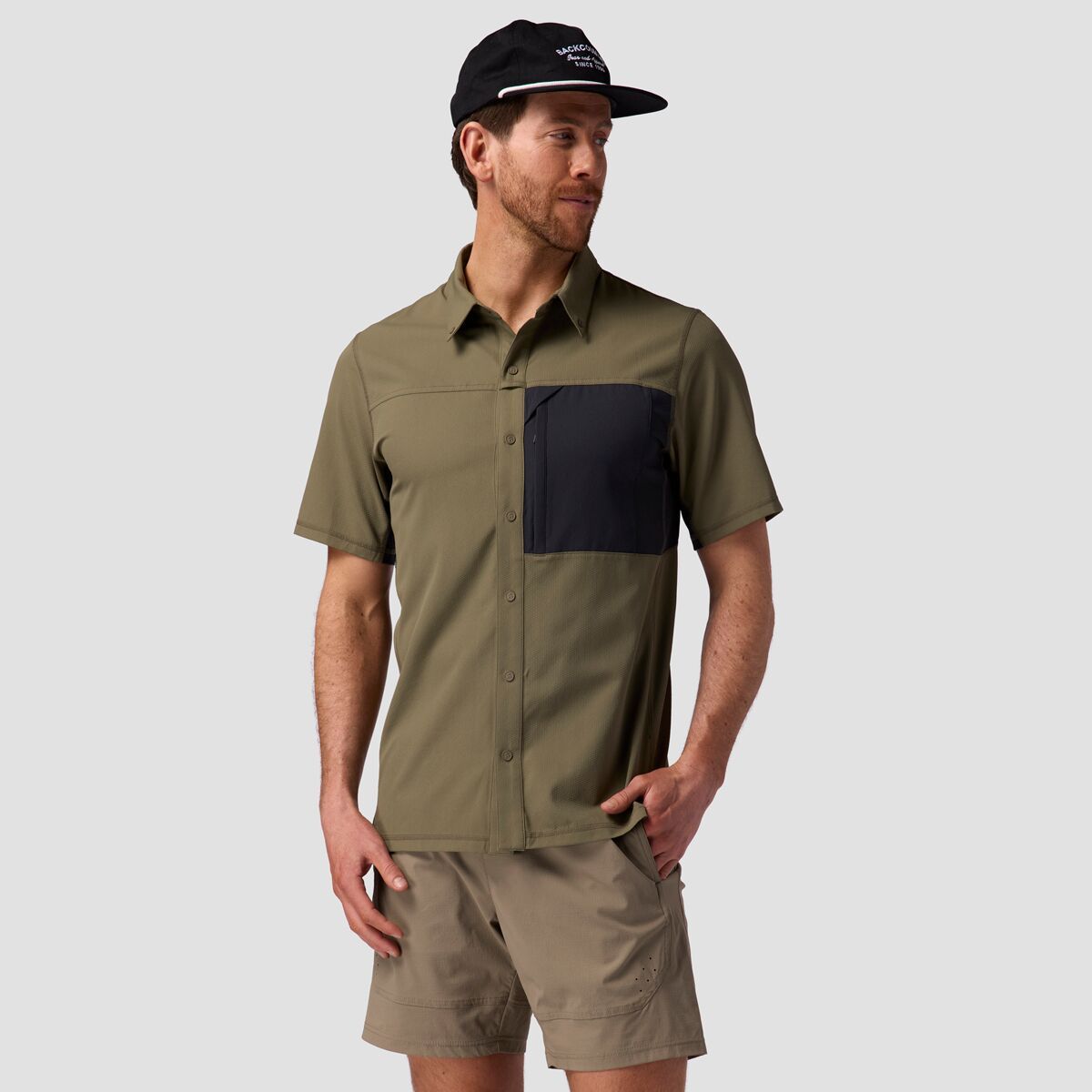 Backcountry Tahoe Woven Short-Sleeve Snap-Up Shirt - Men's Kalamata / Black, S