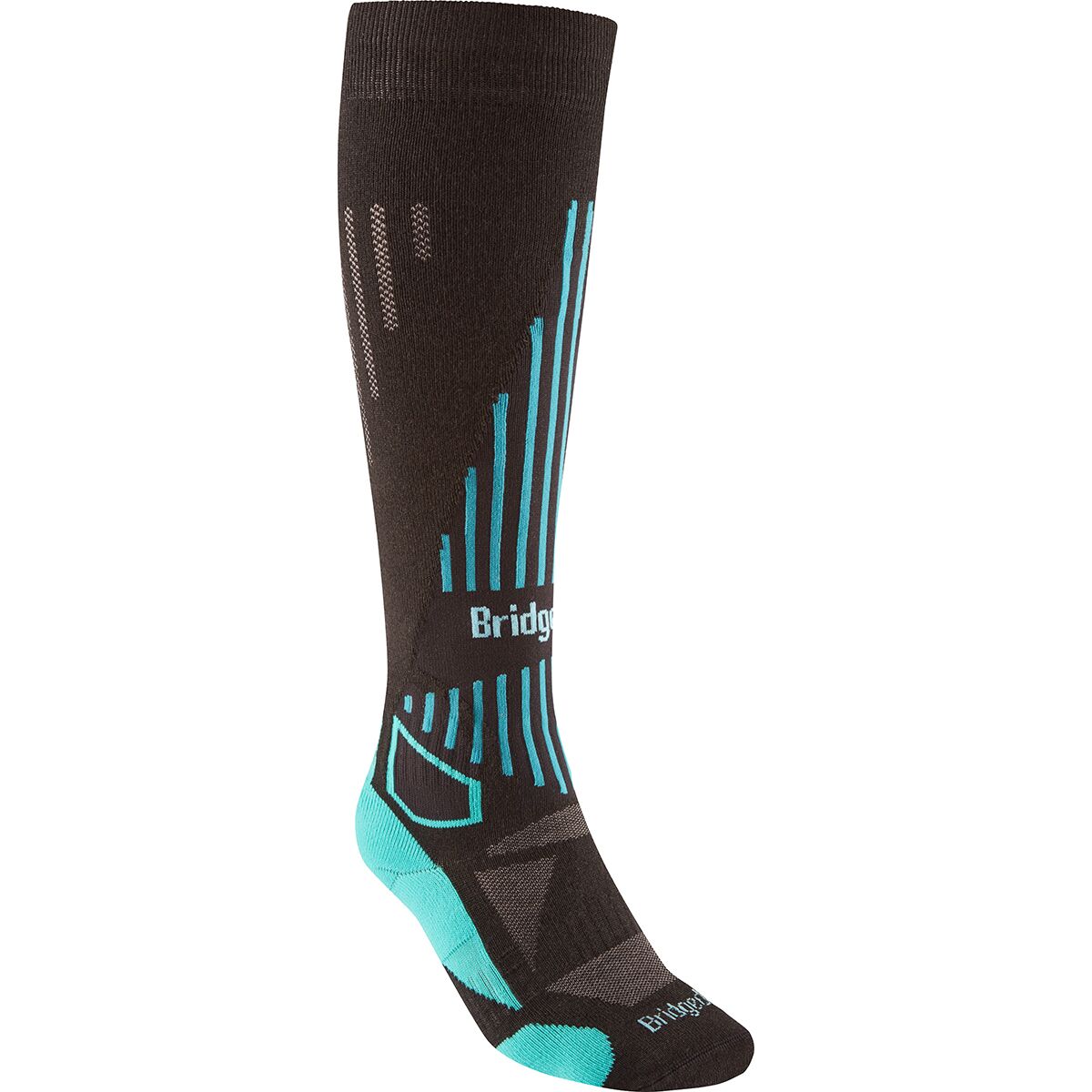 Image of Bridgedale Lightweight Merino Endurance Over-Calf Ski Sock - Women's Black/Blue, M