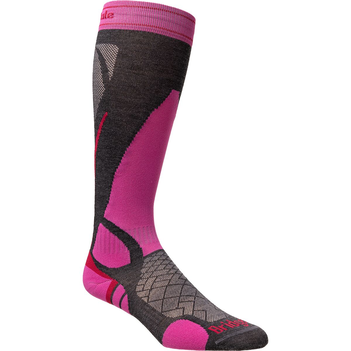 Image of Bridgedale Ski Lightweight Merino Endurance Sock - Women's Graphite/Pink, L