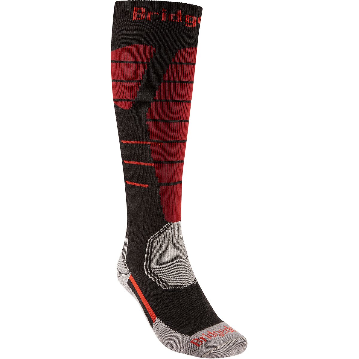 Image of Bridgedale Ski Easy On Merino Performance Sock - Men's Graphite/Red, M