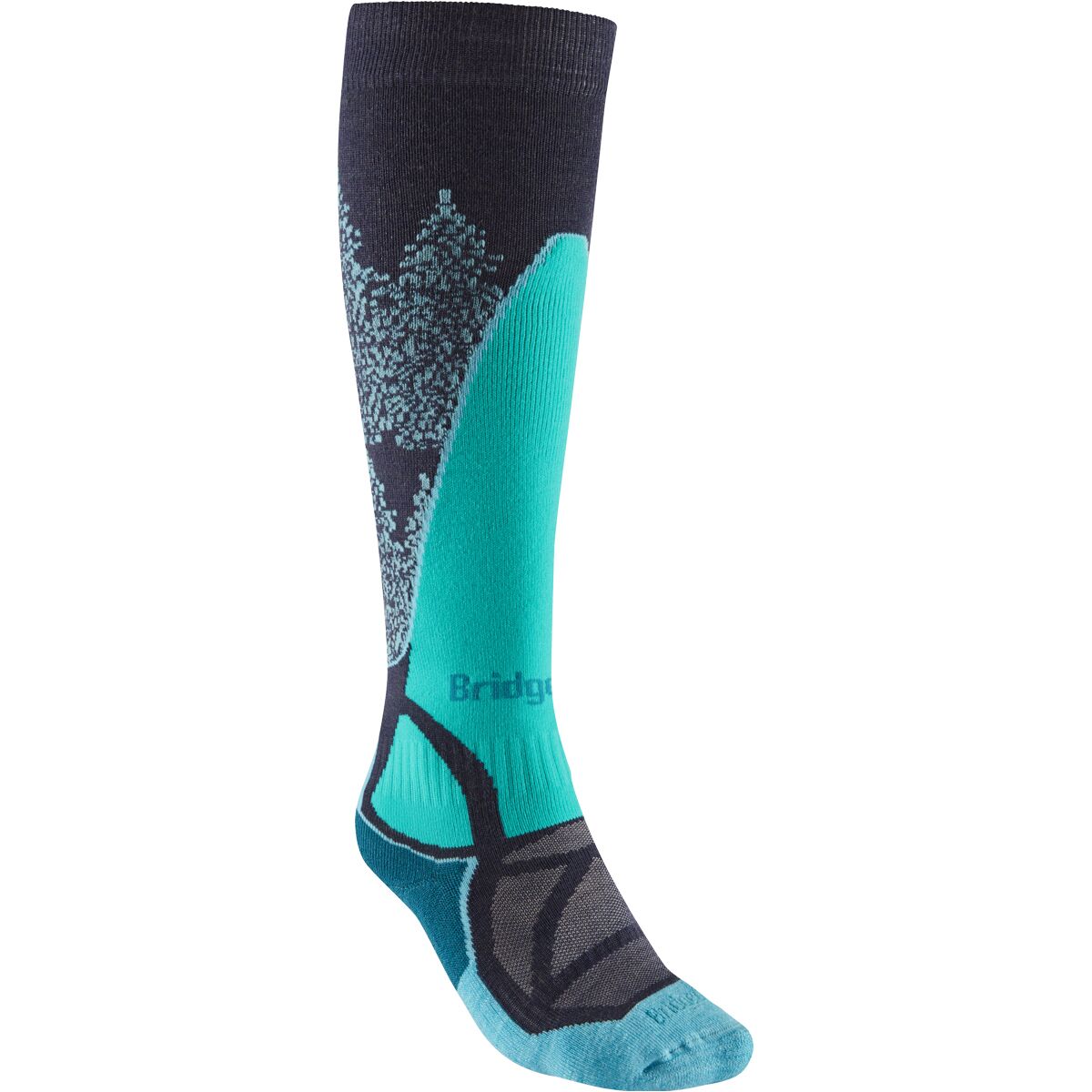 Image of Bridgedale Ski Midweight Merino Performance Sock - Women's Dark Denim/Aqua, M