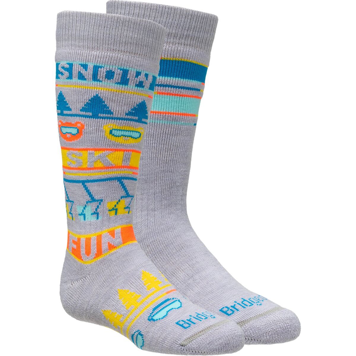 Image of Bridgedale Ski Merino Sock - 2-Pack - Kids' Grey, L